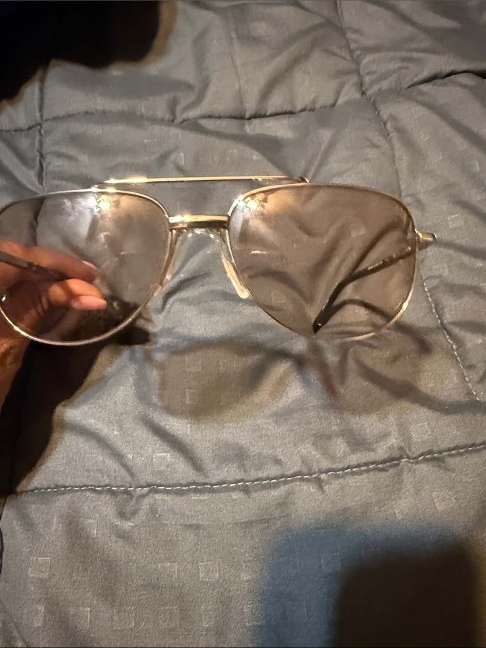 Unisex Gold Aviator Sunglasses with Smoke Lenses